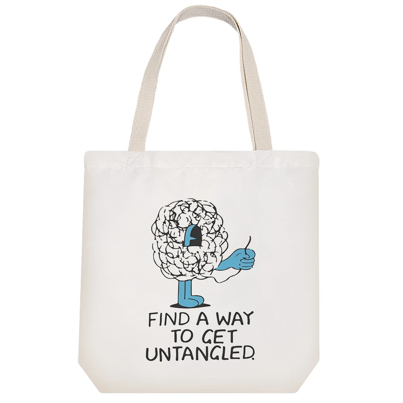 ساک خرید پارچه ای خندالو طرح Find A Way To Get Untangled مدل توت بگ کد 6697