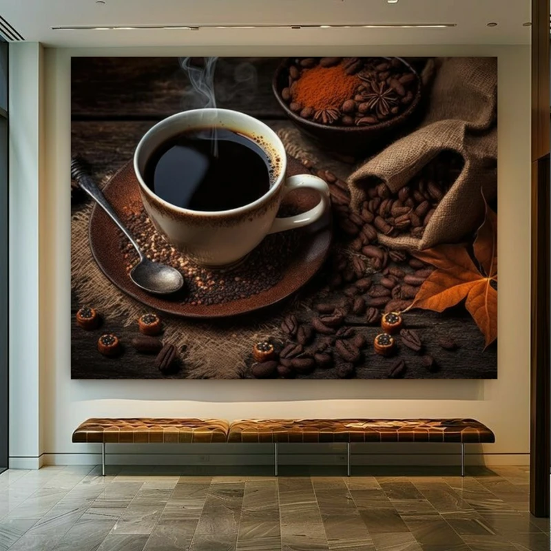 پوستر طرح مخمل فنجان قهوه معطر کد BK22893