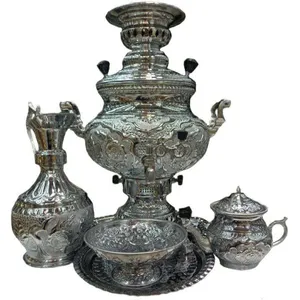 سرویس سماور ذغالی 5 پارچه برنجی کد 8887