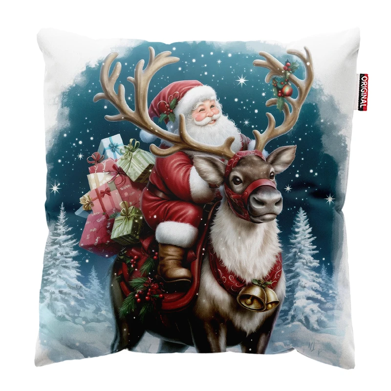 کوسن پاد آفرین مدل کریسمس طرح بابانوئل کاج گوزن آدم برفی کد PK302613 سایز 30*30 سانتی متر