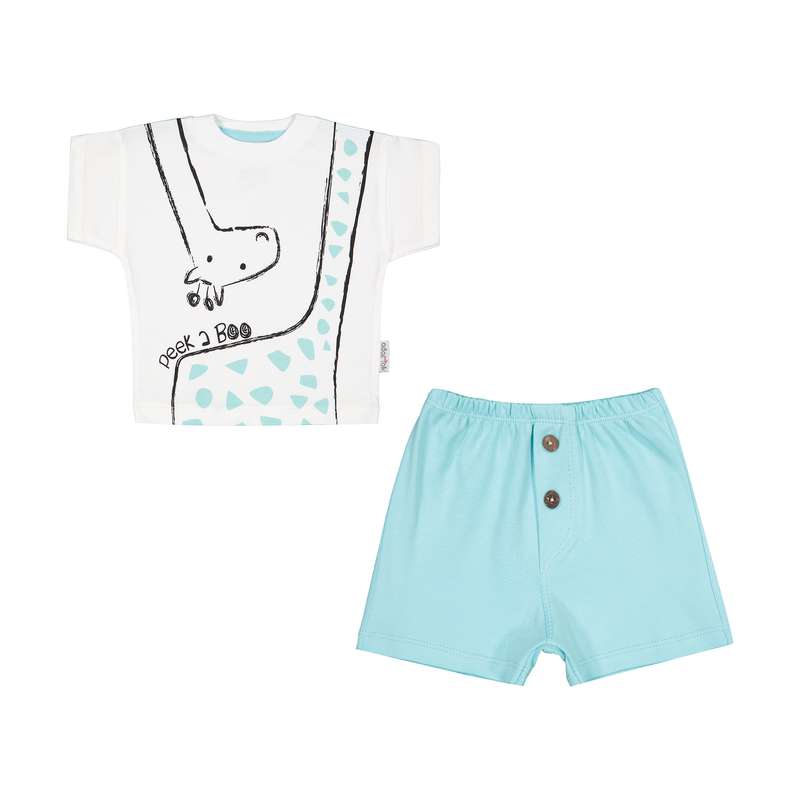 ست تی شرت آستین کوتاه و شلوارک نوزادی پسرانه آدمک مدل 2171245-54