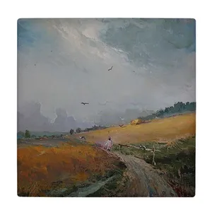  زیر لیوانی  طرح نقاشی منظره روستایی کد    5978729_4815