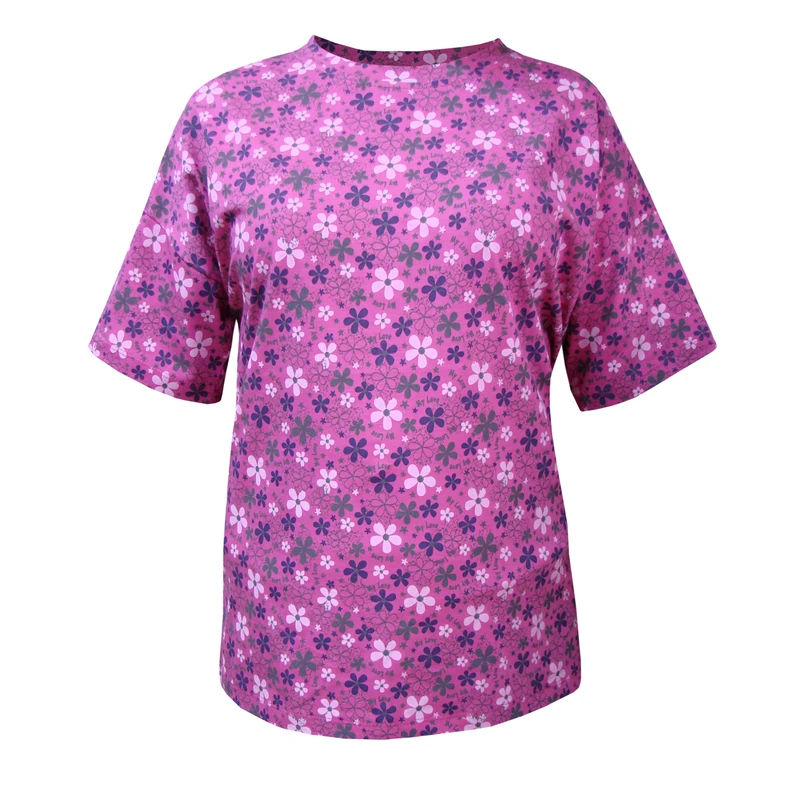 تی شرت آستین کوتاه زنانه مدل نخ پنبه چاپی طرح گل