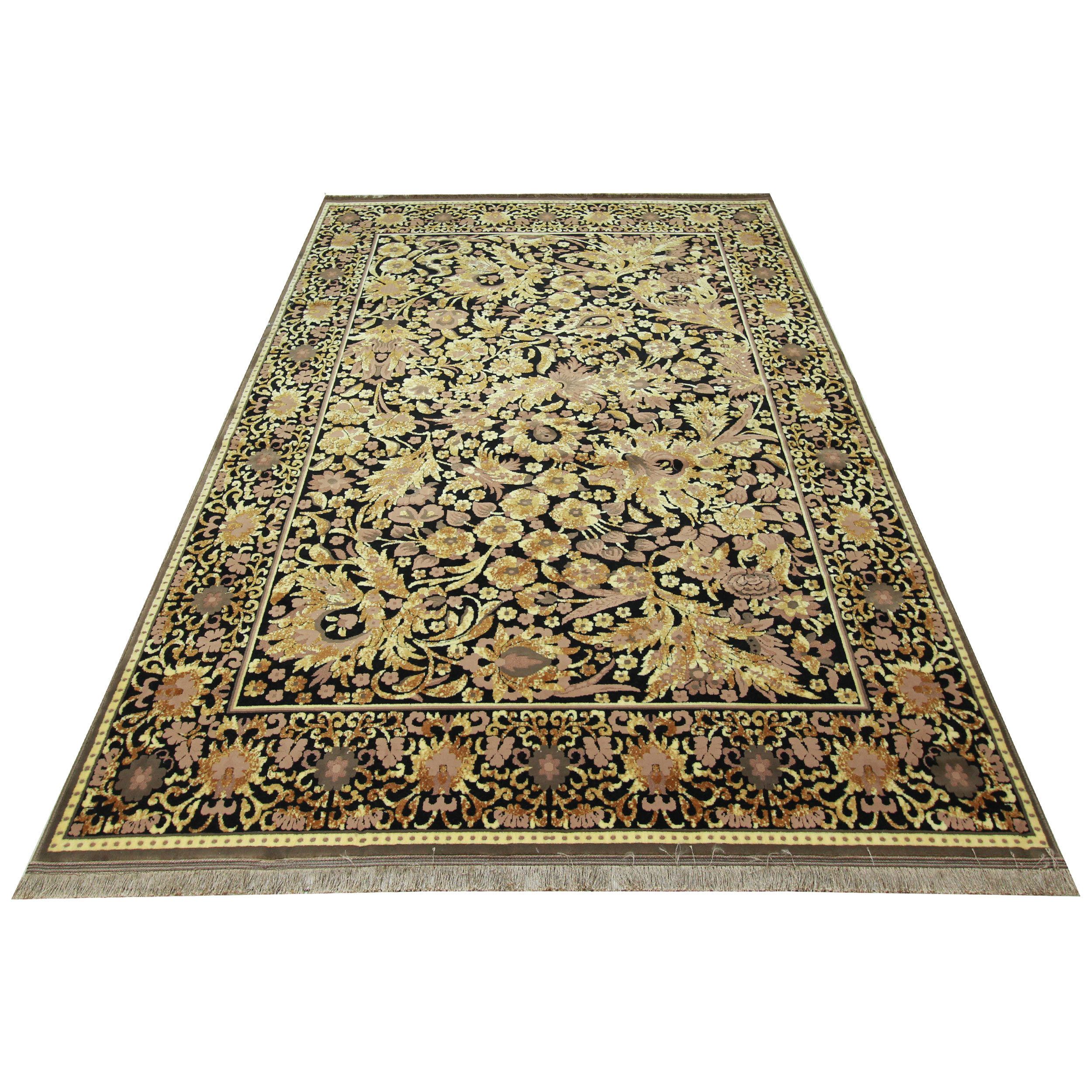 فرش ماشینی آذردکور طرح بهراد زمینه مشکی