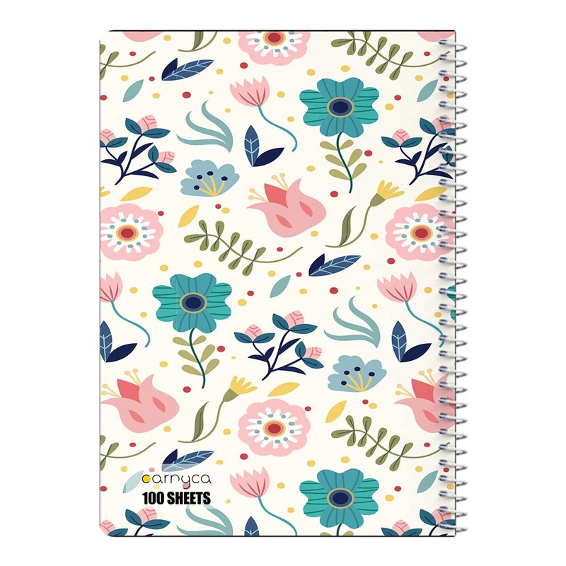 دفتر مشق 100 برگ سیمی کارنیکا طرح پترن گل دار Floral Pattern کد 25282