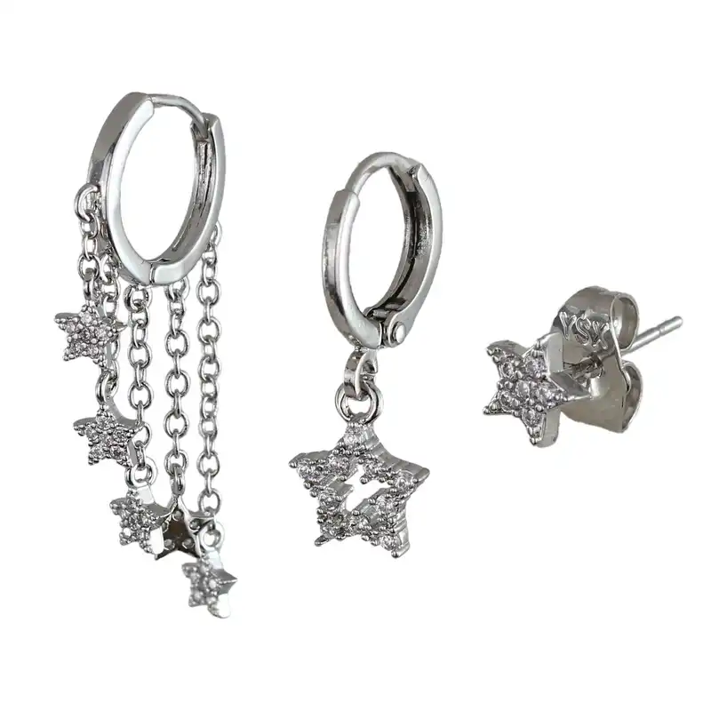 گوشواره زنانه وای اس ایکس مدل ear663 بسته سه عددی