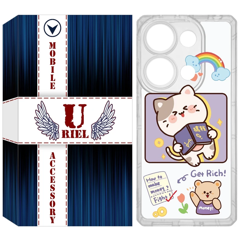 کاور یوریل مدل Clear کد 12 طرح گربه مناسب برای گوشی موبایل شیائومی Redmi Note 14S / Note 13 Pro 4G / Poco M6 Pro 4G