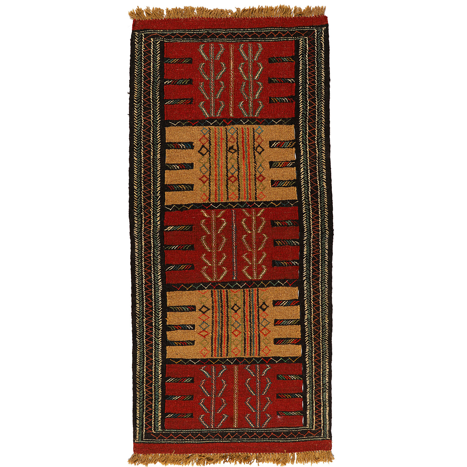 گلیم دستبافت کناره طول یک و نیم متر کد 140251