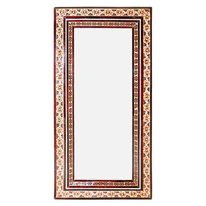 قاب خاتم کاری چوبی صنایع دستی فاخر مدل سنتی طرح تک گل کد 30p14in2510