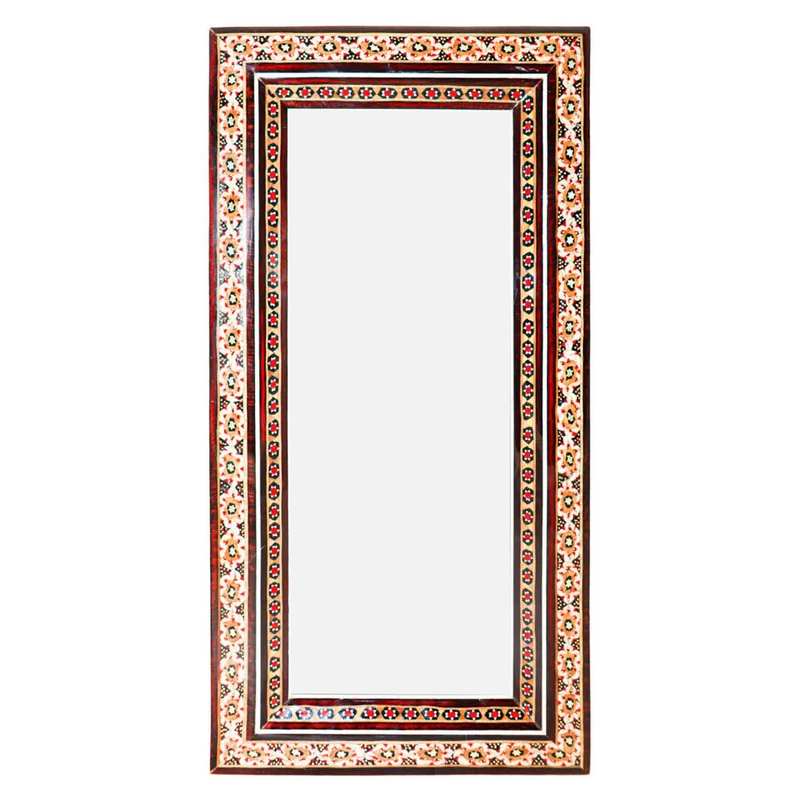 قاب خاتم کاری چوبی صنایع دستی فاخر مدل سنتی طرح تک گل کد 30p14in2510