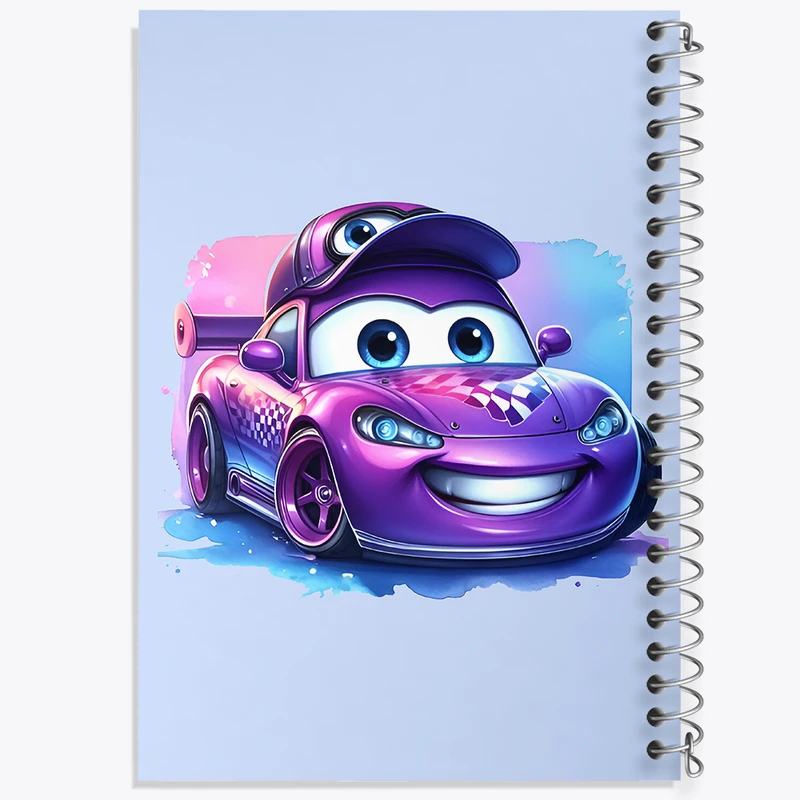 دفتر شطرنجی 50 برگ خندالو طرح ماشین بنفش کیوت کد F7982