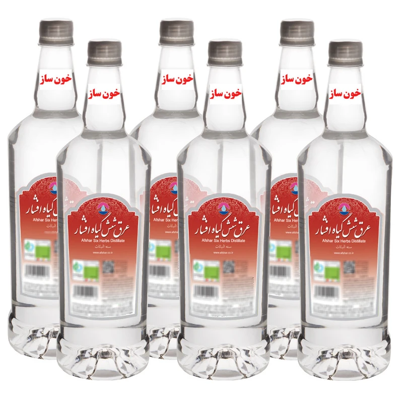 عرق شش گیاه افشار - 1 لیتر بسته 6 عددی