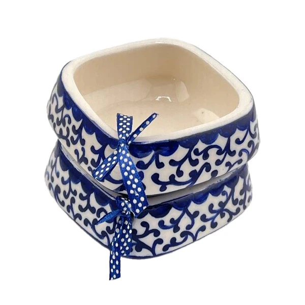 کاسه سرامیکی طرح گل لاجورد بسته 2 عددی