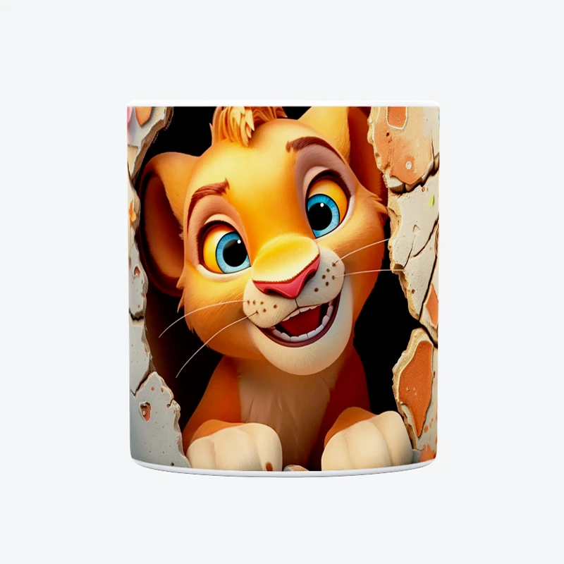 ماگ حس آمیزی طرح سه بعدی دیوار مدل بچه شیر کیوت 0014