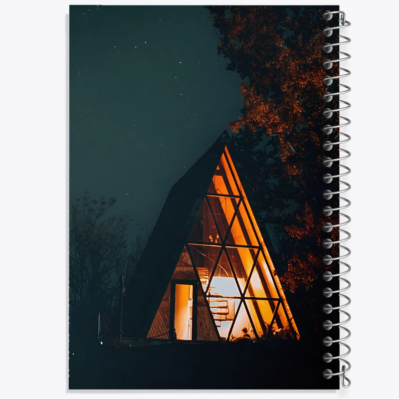 دفتر ژورنال نویسی 50 برگ خندالو مدل نقطه ای طرح کلبه در جنگل کد F5265