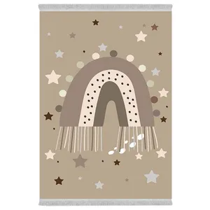 فرش پارچه‌ای دفه مدل فرشینه هازان مخمل طرح فانتزی کد 3433