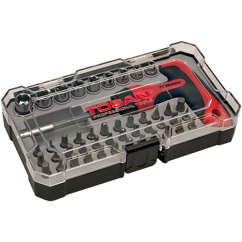 مجموعه 47 عددی سری بکس و پیچ گوشتی جغجغه ای توسن مدل T814-S47 مجموعه 47 عددی سری بکس و پیچ گوشتی جغجغه ای توسن مدل T814-S47