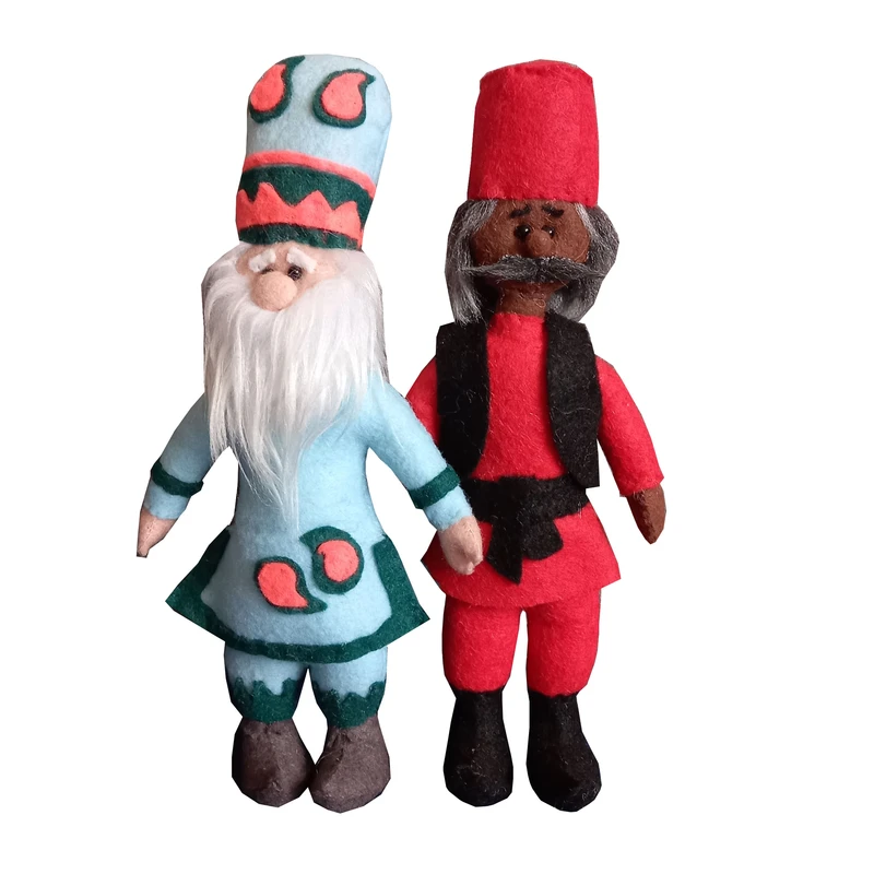 عروسک طرح عمو نوروز و حاجی فیروز مدل نوروز ارتفاع 28 سانتی متر مجموعه دو عددی