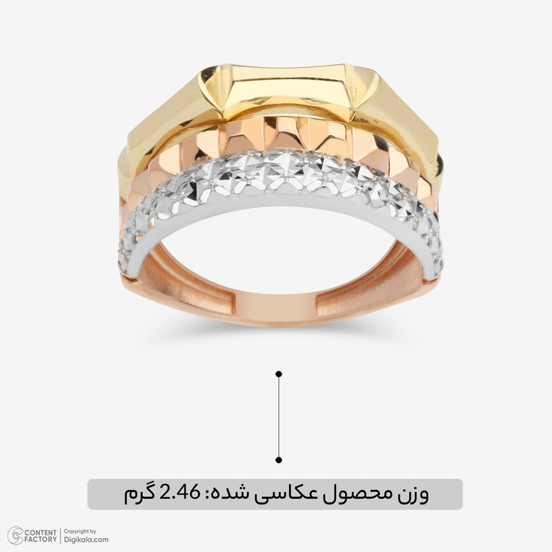 انگشتر طلا کم اجرت 18 عیار زنانه با طرح پورتوفینو گالری طلا و جواهر هانی مدل amg1532