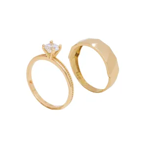 انگشتر طلا 18 عیار زنانه مدل T0024 مجموعه 2 عددی