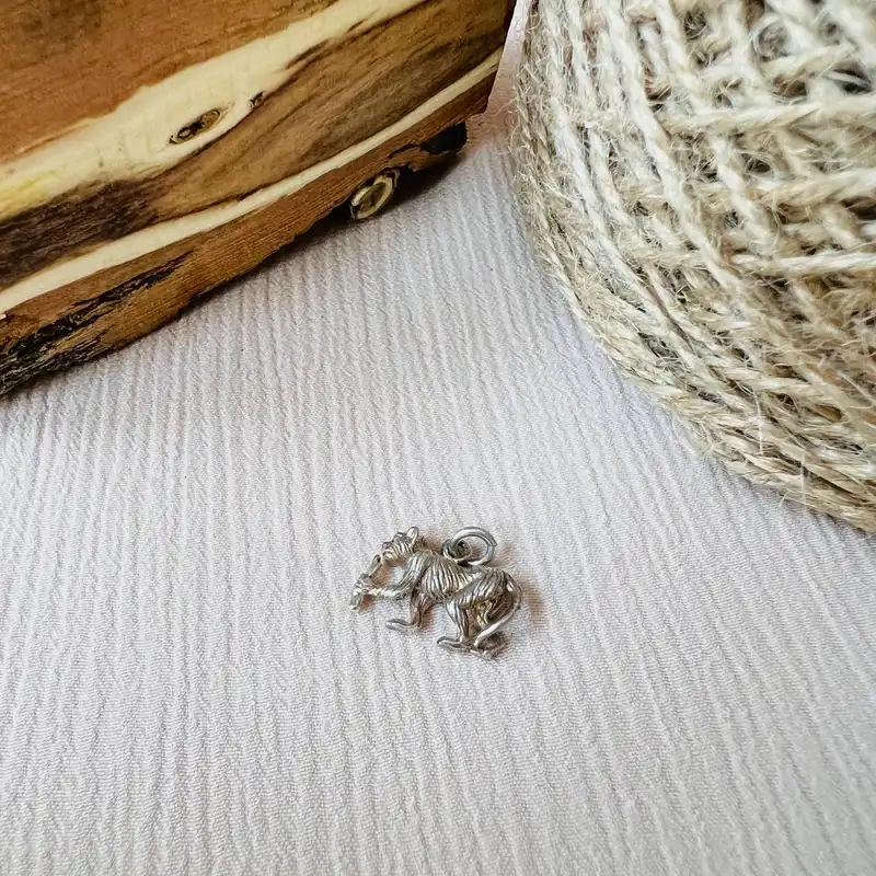 آویز گردنبند نقره مدل میمون موز دار