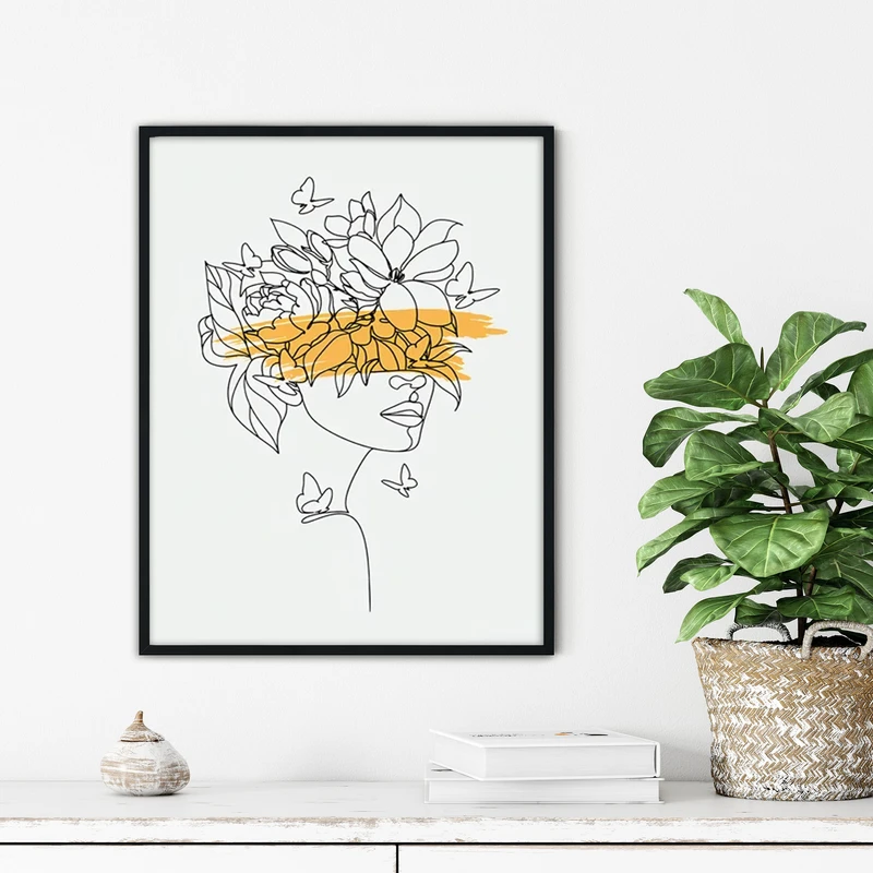 تابلو آتریسا طرح لاین آرت مدرن مدل ATFL09 فریم مشکی