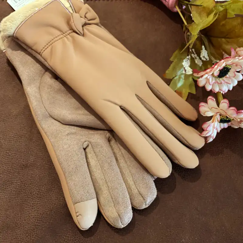 دستکش زنانه کد 00518 رنگ قهوه ای شتری