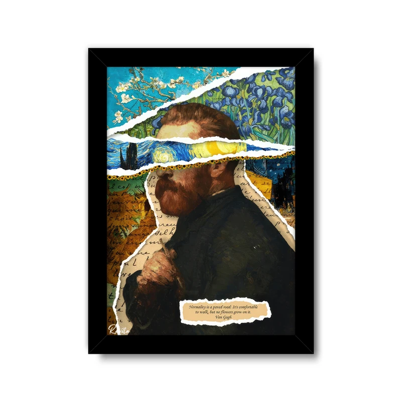 تابلو راویتا طرح نقاشی تلفیقی ونگوک کد 3564 فریم مشکی