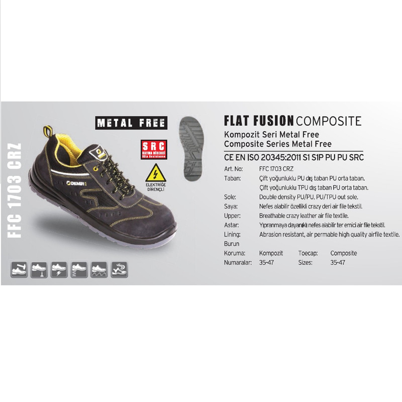کفش ایمنی دمیر مدل مهندسی اسپرت عایق  20 KV کد S1P-CRZ-1703