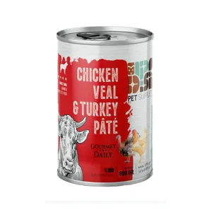 کنسرو غذای سگ دی پی اس مدل پته طعم مرغ، گوساله و بوقلمون وزن ۴۰۰ گرم