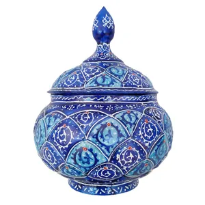 قندان میناکاری مسی مدل گل کد A 14