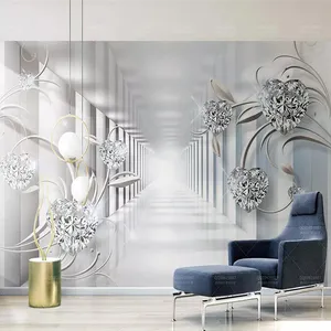 پوستر دیواری سه بعدی مدل تونل راهرو پیچک قلب نگینی DVRF2215