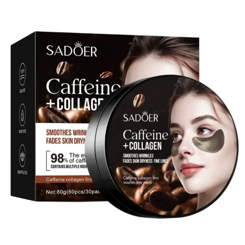 ماسک زیر چشم سادور مدل کلاژن و کافئین مناسب برای انواع پوست وزن 80 گرم بسته 60 عددی
