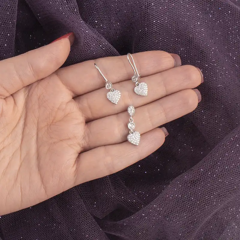 نیم ست نقره زنانه آمیتیس مدل قلب کد AMT-N216