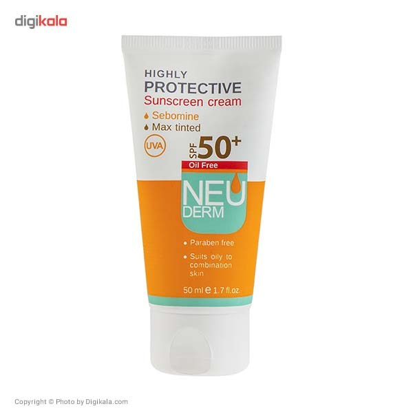 کرم ضد آفتاب فاقد چربی نئودرم مدل Highly Protective Max Tinted SPF50 حجم 50 میلی لیتر