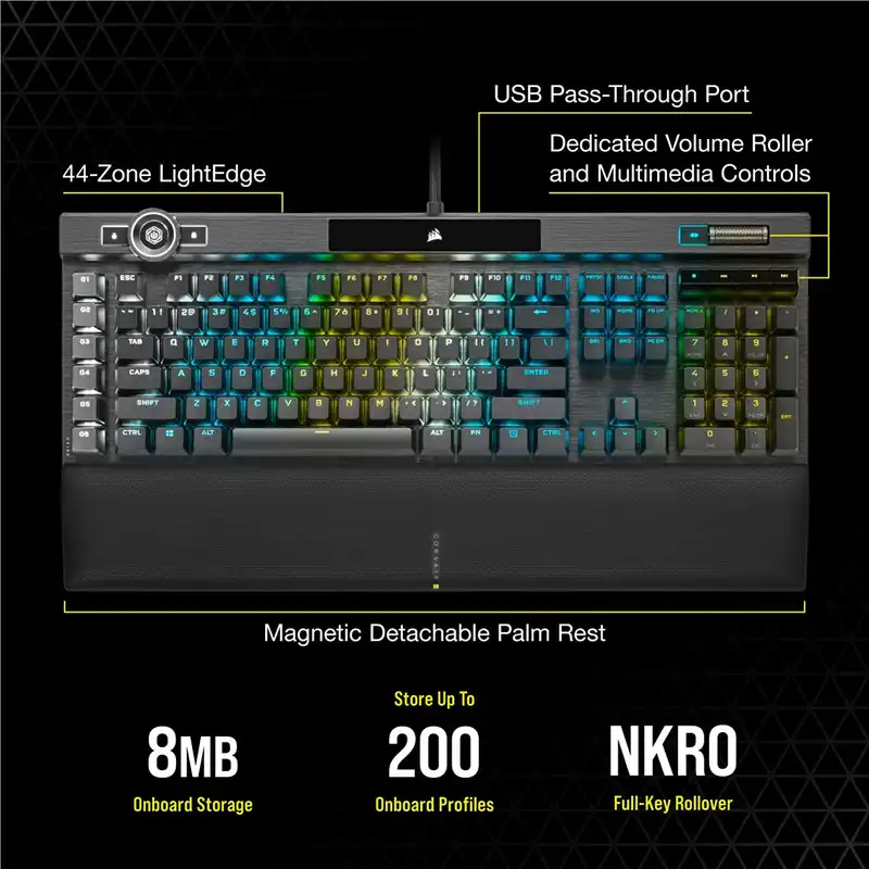 کیبورد مخصوص بازی کورسیر مدل K100 RGB optical-mechanical