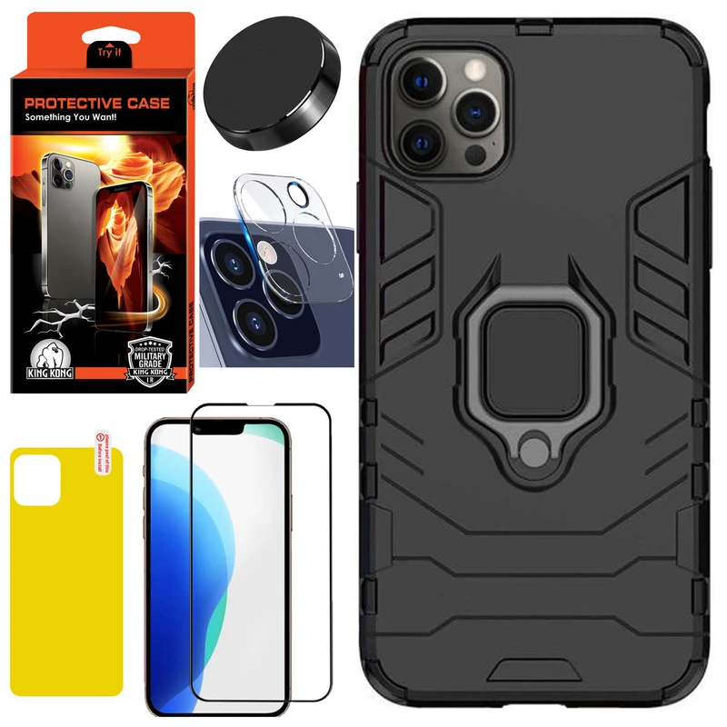 کاور کینگ کونگ مدل BATMAN مناسب برای گوشی موبایل اپل Iphone 13 Pro Max به همراه محافظ صفحه نمایش و محافظ لنز دوربین و محافظ پشت گوشی و پایه نگهدارنده