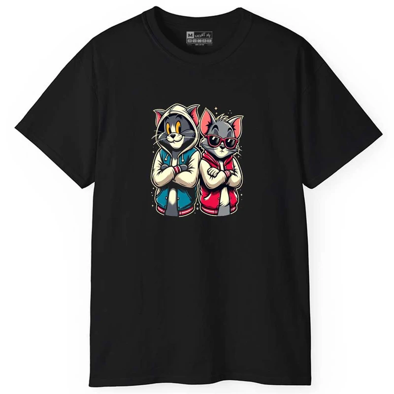 تی شرت آستین کوتاه مردانه پاد آفرین مدل اسپرت طرح تام و جری کد 0821