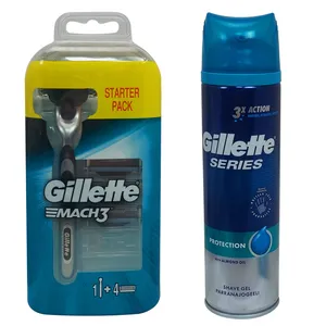 خود تراش ژیلت مدل MACH3 به همراه تیغ یدک بسته 3 عددی به همراه ژل اصلاح ژیلت مدل X3 حجم 200 میلی لیتر
