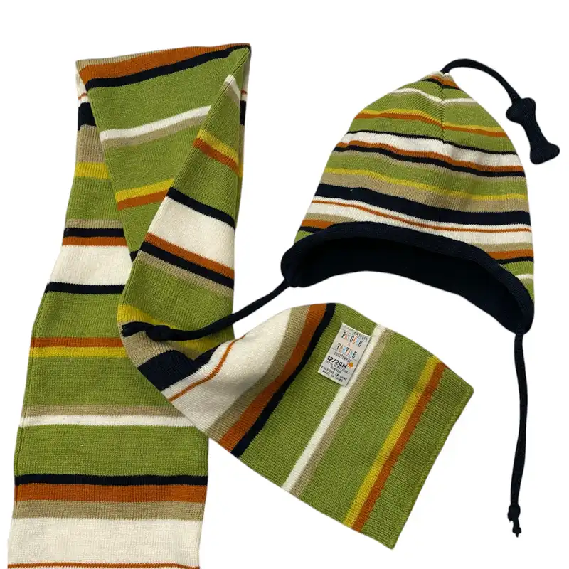 ست کلاه و شال گردن بچگانه مدل راه راه