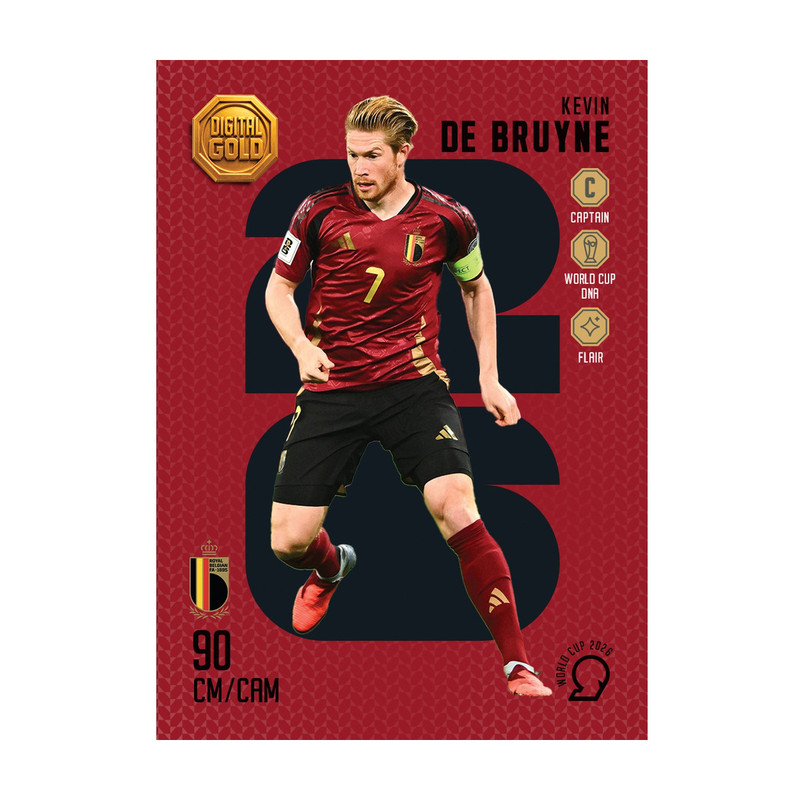 شمش طلای دیجیتال 18 عیار سوت مدل کوین دی بروینه KEVIN DE BRUYNE طرح کارت فوتبالی جام جهانی 2026 کد SO10064026