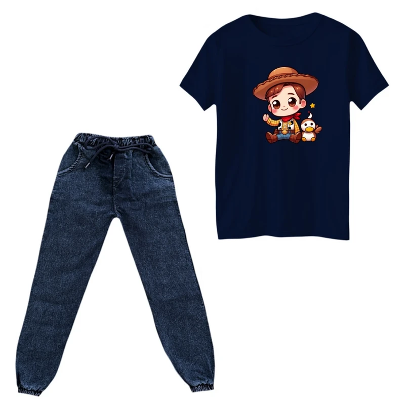 ست تی‌شرت و شلوار پسرانه مدل داستان اسباب بازی ها کد 01 رنگ سرمه ای