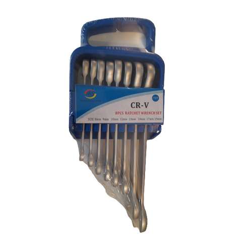 آچار یکسر رینگی یکسر جغجغه ای بی اس مدل CR-V-08 مجموعه 8 عددی