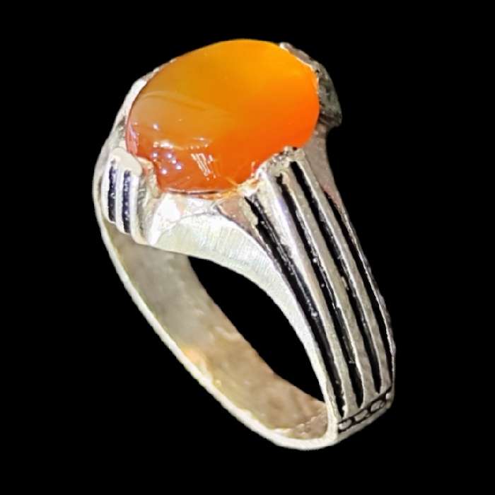 انگشتر نقره مردانه مدل عقیق یمانی کد 4000