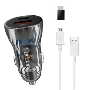 شارژر فندکی 48 وات ارلدام مدل ES-CC17 به همراه کابل تبدیل USB-C / microUSB