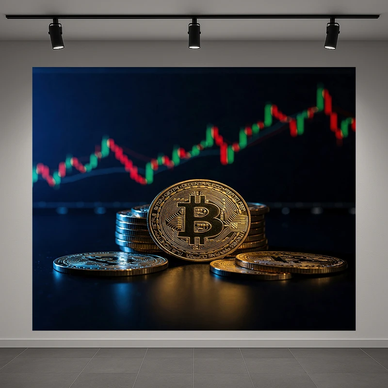 پوستر طرح ارز دیجیتال مدل نمودار بیت کوین کد AR3058937