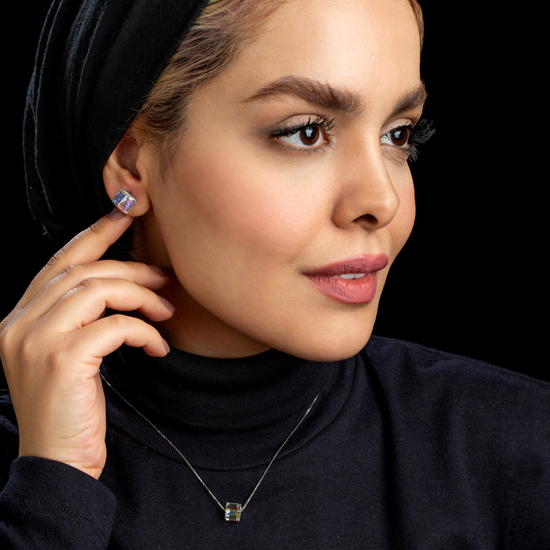 نیم ست نقره زنانه کوبیک مدل QP-1205-1