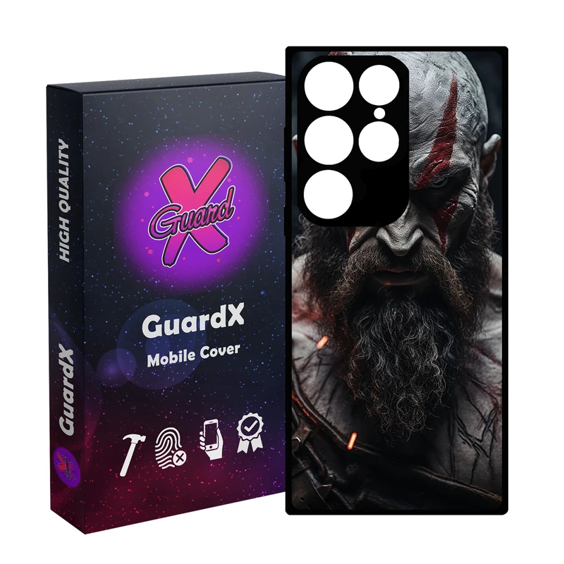 کاور گارد ایکس طرح God of War مدل Glass10835 مناسب برای گوشی موبایل سامسونگ Galaxy S24 Ultra