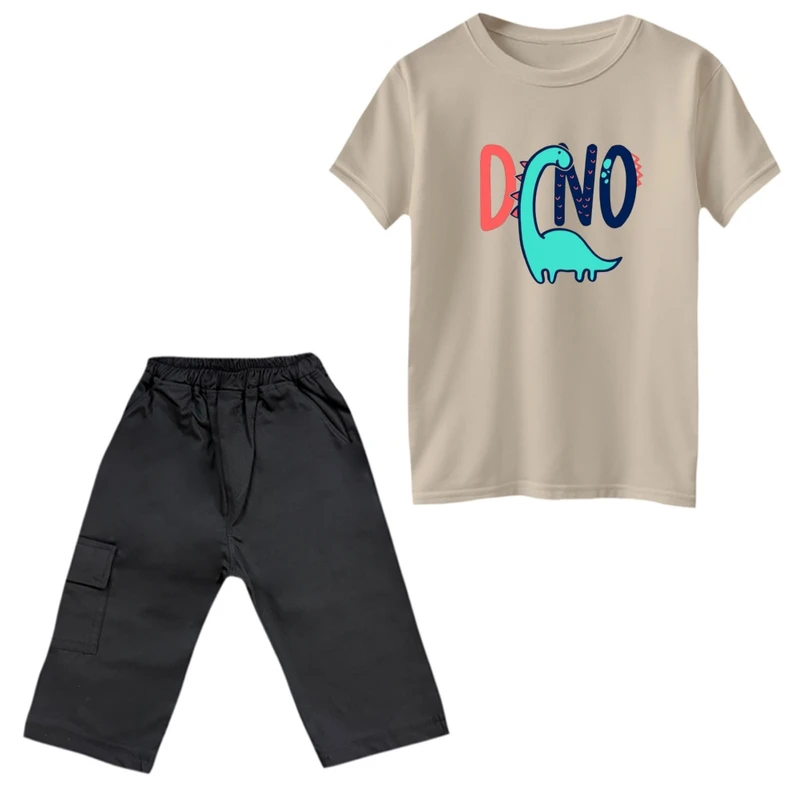 ست تی‌شرت و شلوارک پسرانه مدل دایناسور کد 3