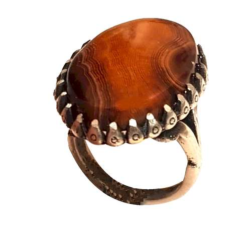 انگشتر نقره مردانه مدل عقیق سلیمانی اصل عربستانی 